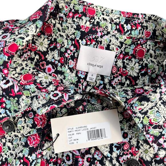 New Women’s Cinq A Sept Party-Print Peplum Lizzie Jacket Size 8 - Picture 3 of 8